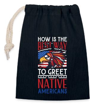 Indian Aborigines History of the Indigenous People - Closable cotton gift bag (14x20cm) - navy - Front