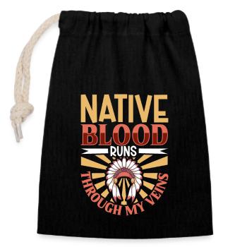 Indian Aborigines History of the Indigenous People - Closable cotton gift bag (14x20cm) - black - Front