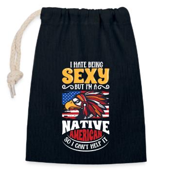 Indian Aborigines History of the Indigenous People - Closable cotton gift bag (14x20cm) - navy - Front