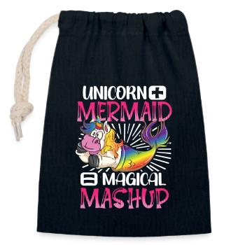 Licorne Sirène Sirène Mermicorns - Sac cadeau en coton avec cordon (14 x 20 cm) - bleu marine - Devant