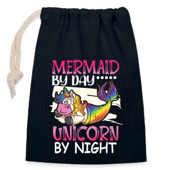 Licorne Sirène Sirène Mermicorns - Sac cadeau en coton avec cordon (14 x 20 cm) - bleu marine - Devant