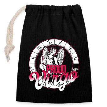 Virgo Proud Virgo - Closable cotton gift bag (14x20cm) - black - Front