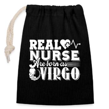 Virgo Real Nurses Are Born As Virgo - Closable cotton gift bag (14x20cm) - black - Front