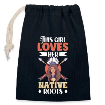 Indian Aborigines History of the Indigenous People - Closable cotton gift bag (14x20cm) - navy - Front