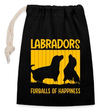 Boules de fourrure de labradors og Bonheur - Sac cadeau en coton avec cordon (14 x 20 cm) - noir - Devant