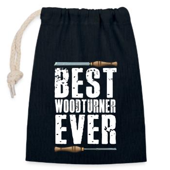 Turning Wood Lathe Lathe - Closable cotton gift bag (14x20cm) - navy - Front