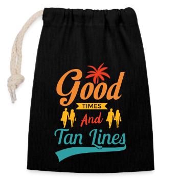 Bons moments et lignes de bronzage - Sac cadeau en coton avec cordon (14 x 20 cm) - noir - Devant