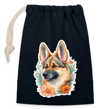 Deutscher Schäferhund Niedliches Blumen Mädchen - Verschließbarer Geschenkbeutel aus Baumwolle (14x20cm) - Navy - Vorne