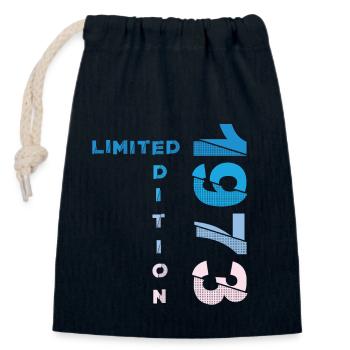 50e anniversaire homme femme 50 ans 1973 - Sac cadeau en coton avec cordon (14 x 20 cm) - bleu marine - Devant