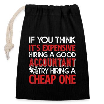 Accountant Good Accountant - Closable cotton gift bag (14x20cm) - black - Front