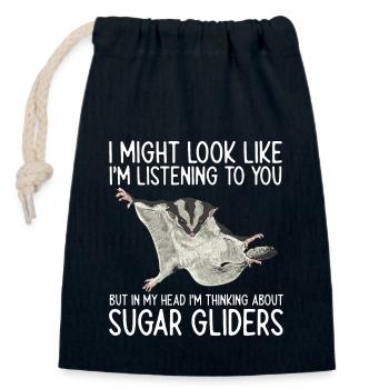 Short-headed glider Sugar Glider - Closable cotton gift bag (14x20cm) - navy - Front