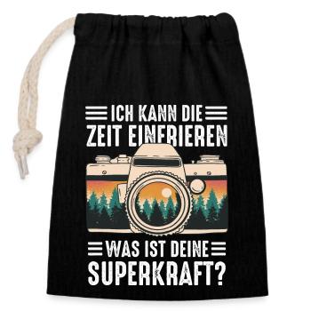 Fotograf Fotografie - Verschließbarer Geschenkbeutel aus Baumwolle (14x20cm) - Schwarz - Vorne