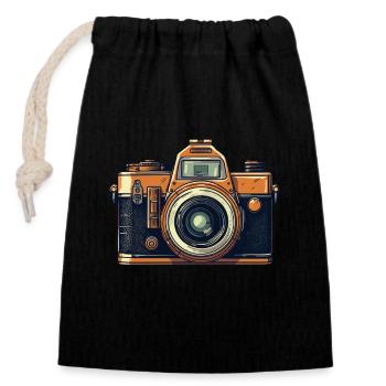 Photographer Photography - Closable cotton gift bag (14x20cm) - black - Front