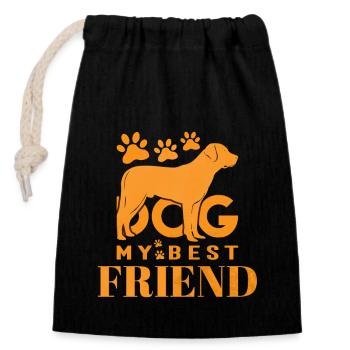 Dog My Best Friend - Closable cotton gift bag (14x20cm) - black - Front