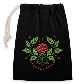 eternal roses - Closable cotton gift bag (14x20cm) - black - Front