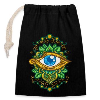 Auge des Horus - Verschließbarer Geschenkbeutel aus Baumwolle (14x20cm) - Schwarz - Vorne