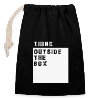 Think Outside The Box Lustiges Shirt - Verschließbarer Geschenkbeutel aus Baumwolle (14x20cm) - Schwarz - Vorne