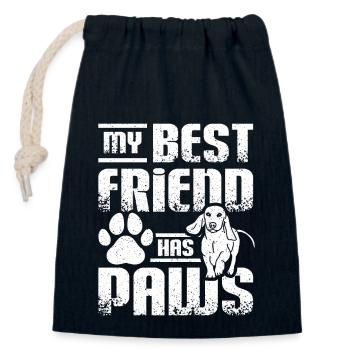 Mon meilleur friedn a des pattes teckel - Sac cadeau en coton avec cordon (14 x 20 cm) - bleu marine - Devant