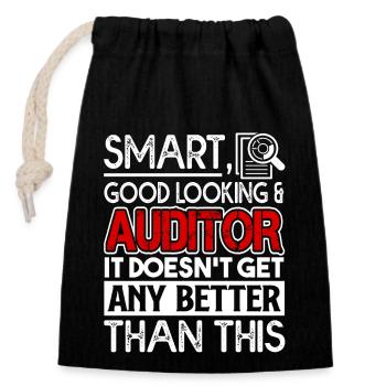 Auditor Smart Good Looking Auditor - Closable cotton gift bag (14x20cm) - black - Front