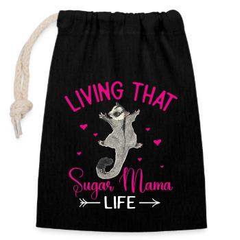 Short-headed glider Sugar Glider - Closable cotton gift bag (14x20cm) - black - Front
