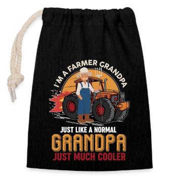 I'm A Much Cooler Farmer Grandpa - Closable cotton gift bag (14x20cm) - black - Front