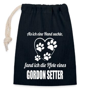 Hand & Pfote - Spruch - Gordon Setter - Verschließbarer Geschenkbeutel aus Baumwolle (14x20cm) - Navy - Vorne