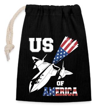 Vierter Kampfjet USA-Flagge - Verschließbarer Geschenkbeutel aus Baumwolle (14x20cm) - Schwarz - Vorne