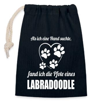 Hand & Pfote - Spruch - Labradoodle - Verschließbarer Geschenkbeutel aus Baumwolle (14x20cm) - Navy - Vorne