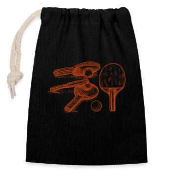 Retro Ping Pong Paddle Vintage Table Tennis Player - Closable cotton gift bag (14x20cm) - black - Front