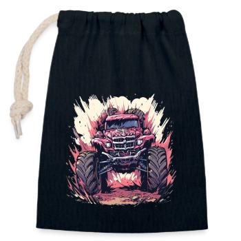 Monster truck - Closable cotton gift bag (14x20cm) - navy - Front