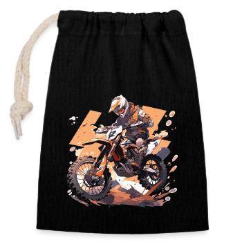 Motocross Dirt Bike Motocross Motocross Moto - Sac cadeau en coton avec cordon (14 x 20 cm) - noir - Devant