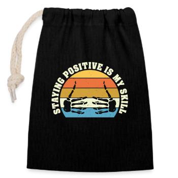 Staying Positive Is My Skill - Closable cotton gift bag (14x20cm) - black - Front
