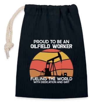 Oilfield Wife Roughneck Oil Drilling Frac crew - Closable cotton gift bag (14x20cm) - navy - Front