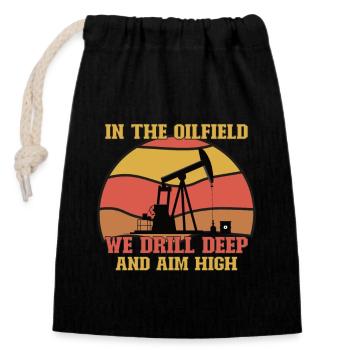 Oilfield Wife Roughneck Oil Drilling Frac crew - Closable cotton gift bag (14x20cm) - black - Front