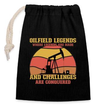 Oilfield Wife Roughneck Oil Drilling Frac crew - Closable cotton gift bag (14x20cm) - black - Front