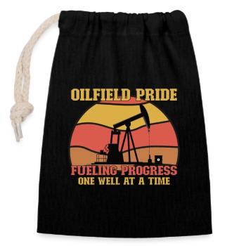 Oilfield Wife Roughneck Oil Drilling Frac crew - Closable cotton gift bag (14x20cm) - black - Front
