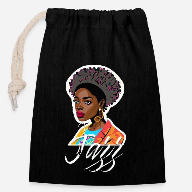 Jazz - Closable cotton gift bag (14x20cm) - black
