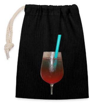 Cocktail - Closable cotton gift bag (14x20cm) - black - Front