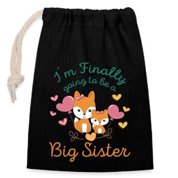 I ́m Finally Going To Be A Big Sister Foxes - Closable cotton gift bag (14x20cm) - black - Front