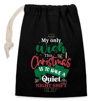 Noël Wish Quiet Night Shift Nurse - Sac cadeau en coton avec cordon (14 x 20 cm) - noir - Devant