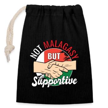 Pas malgache mais un voyageur de campagne solidaire - Sac cadeau en coton avec cordon (14 x 20 cm) - noir - Devant
