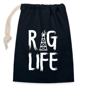 Oilfield Wife Roughneck Oil Drilling Frac crew - Closable cotton gift bag (14x20cm) - navy - Front