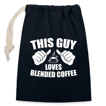 This guy loves blended coffee - Closable cotton gift bag (14x20cm) - navy - Front