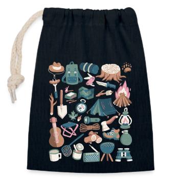 Camping - Closable cotton gift bag (14x20cm) - navy - Front