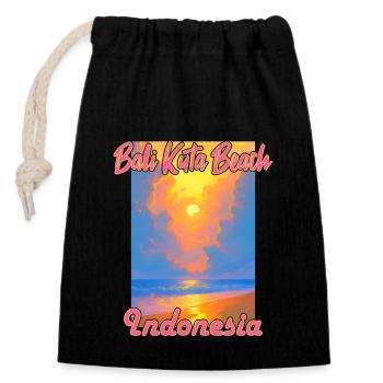Bali Kuta Beach, Indonesia - Closable cotton gift bag (14x20cm) - black - Front