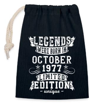 Geburtstag Oktober 1977 Jahr Limited Edition - Verschließbarer Geschenkbeutel aus Baumwolle (14x20cm) - Navy - Vorne