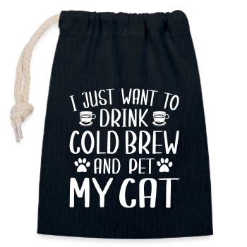 Drôle d’infusion froide et d’amoureux des chats - Sac cadeau en coton avec cordon (14 x 20 cm) - bleu marine - Devant