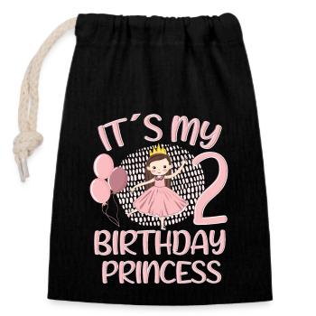 Anniversaire Princesse 2 ans Bday Party Cadeau - Sac cadeau en coton avec cordon (14 x 20 cm) - noir - Devant