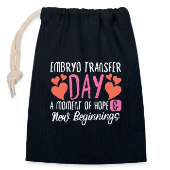Day of embryo transfer IVF in vitro fertilization - Closable cotton gift bag (14x20cm) - navy - Front