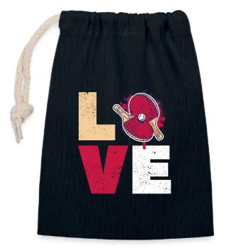 Love Table Tennis Players Funny Ping Pong Love - Closable cotton gift bag (14x20cm) - navy - Front